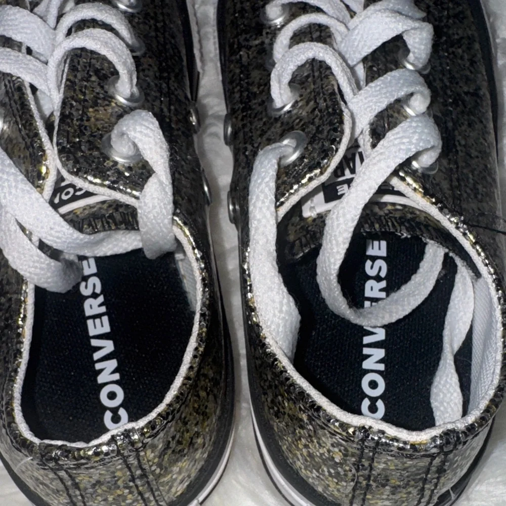 Converse Kids Glittery Black and Gold Sneakers